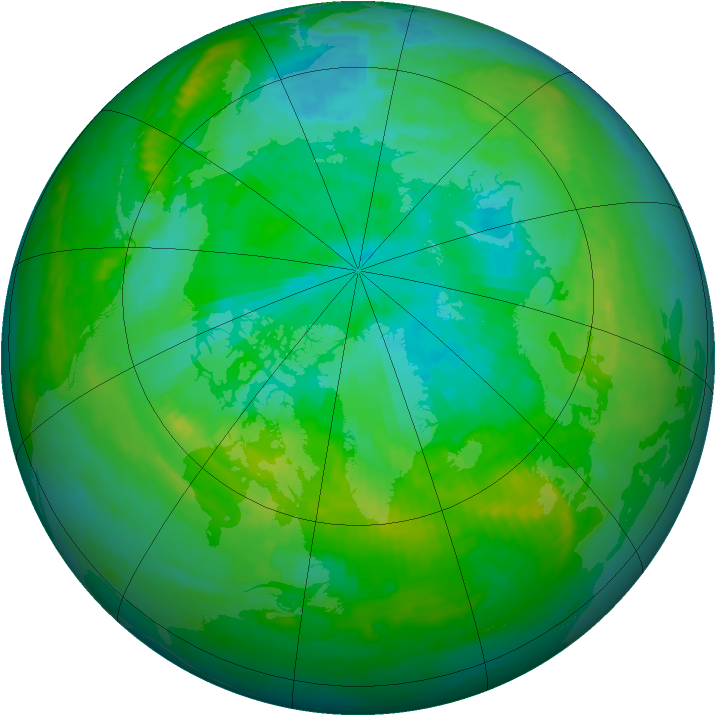 Arctic ozone map for 10 August 1988